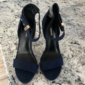 Navy Blue open toe pumps